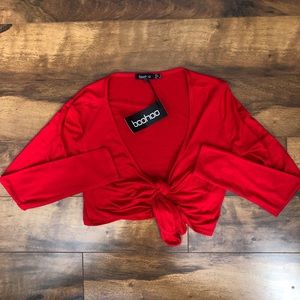 Boohoo knotted tie crop top